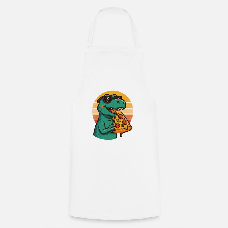 Pizza Saurus Retro - Kochschürze - Weiß