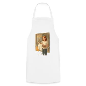 Laundry in the light: quiet everyday life - Cooking Apron - white - Front - AI Model Male 185 dark (185cm)