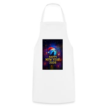 Winter Wolf New Year 2026 - Cooking Apron - white - Front - AI Model Male 185 dark (185cm)