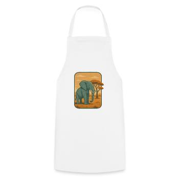 Savanna Elephant Vintage Panel - Cooking Apron - white - Front - AI Model Male 185 dark (185cm)