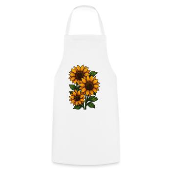 Sonnenblumen - Kochschürze - Weiß - Vorne - AI Model Male 185 dark (185cm)