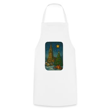 Place de l’église d’hiver avec arbre de Noël - Tablier de cuisine - blanc - Devant - AI Model Male 185 dark (185cm)