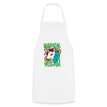 Licorne magique Go Vegan - Tablier de cuisine - blanc - Devant - AI Model Male 185 dark (185cm)