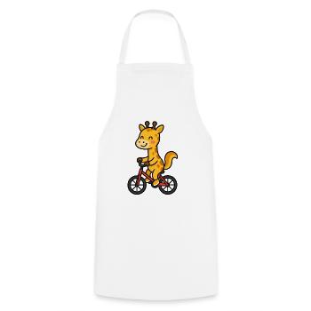 Giraffe on a bicycle - Cooking Apron - white - Front - AI Model Male 185 dark (185cm)