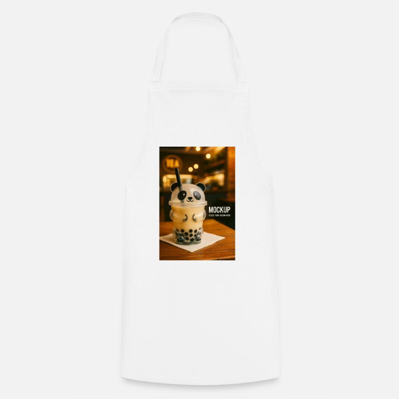 Panda Bubble Tea Cup Illustration - Kochschürze - Weiß