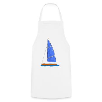 Sailboat blue sail - Cooking Apron - white - Front - AI Model Male 185 dark (185cm)