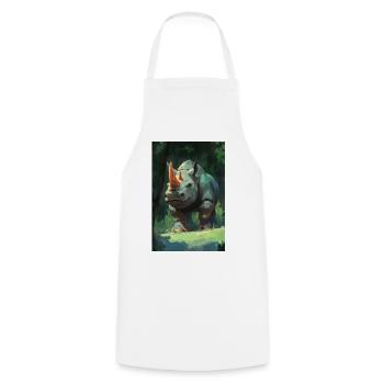 Illustration of a rhinoceros - Tablier de cuisine - blanc - Devant - AI Model Male 185 dark (185cm)