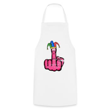 Mittelfinger Stingerfinger Karneval - Kochschürze - Weiß - Vorne - AI Model Male 185 dark (185cm)