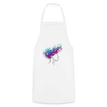 Kosmischer Gedankenfluss – Abstraktes Kopfdesign - Kochschürze - Weiß - Vorne - AI Model Male 185 dark (185cm)