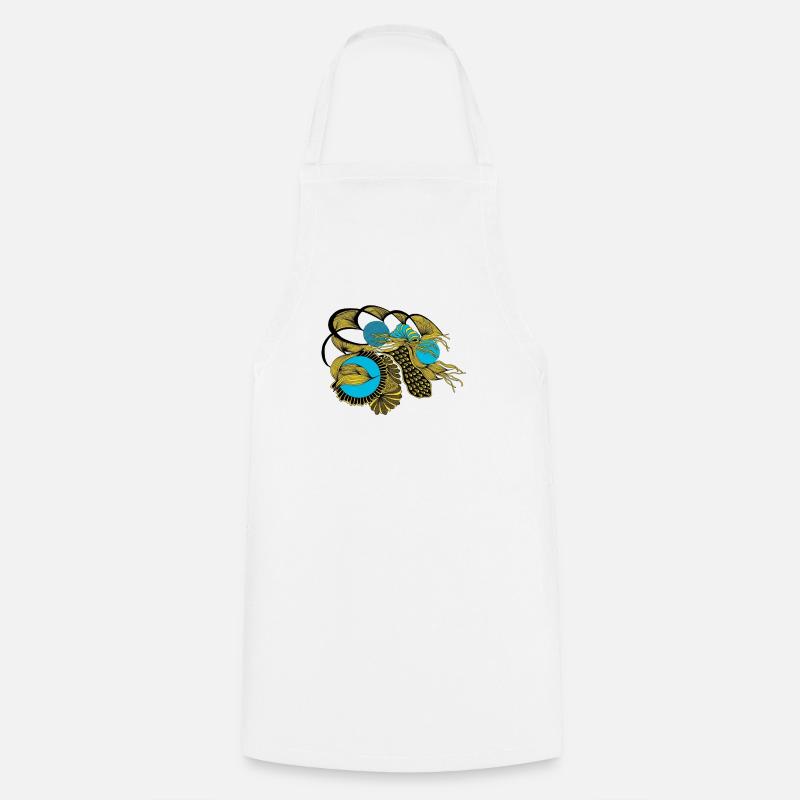 Golden Koi with Blue Circles - Cooking Apron - white