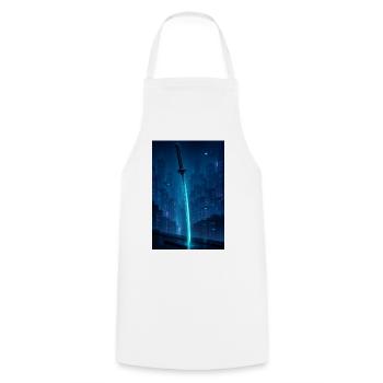 Katana néon au-dessus de Rain City - Tablier de cuisine - blanc - Devant - AI Model Male 185 dark (185cm)