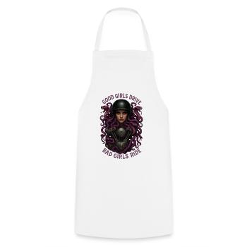 Medusa Biker Bad Girls Ride - Cooking Apron - white - Front - AI Model Male 185 dark (185cm)