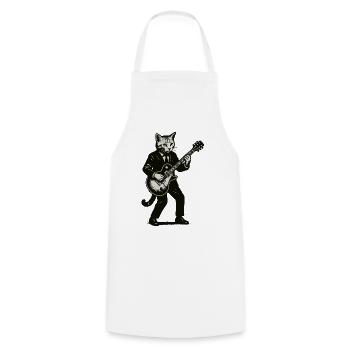 Katzen-Gitarrist im Anzug mit Gitarre - Kochschürze - Weiß - Vorne - AI Model Male 185 dark (185cm)