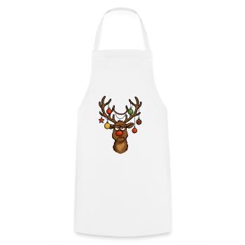 Hirsch Rudolph Frohe Weihnachten - Kochschürze - Weiß - Vorne - AI Model Male 185 dark (185cm)