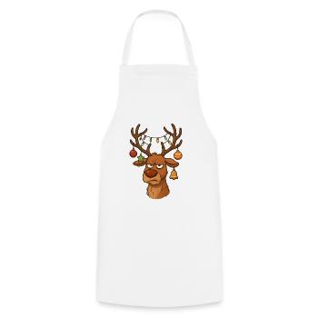 Noël de renne agacé - Tablier de cuisine - blanc - Devant - AI Model Male 185 dark (185cm)