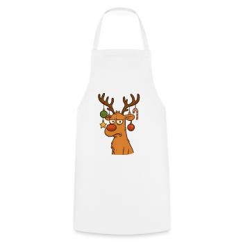 Rentier mit Weihnachtsschmuck Cartoon - Kochschürze - Weiß - Vorne - AI Model Male 185 dark (185cm)