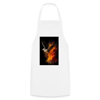Seagull flight in front of fire dust - Cooking Apron - white - Front - AI Model Male 185 dark (185cm)