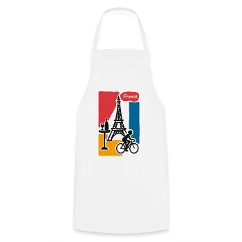France Graphique : Tour Eiffel et vélo - Tablier de cuisine - blanc - Devant - AI Model Male 185 dark (185cm)