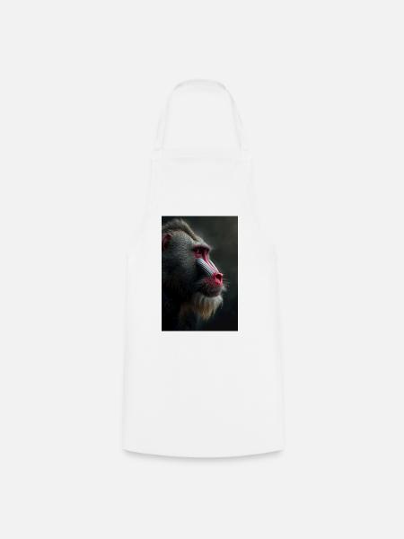 Mandrill-Blick in Samtennacht - Kochschürze - Weiß