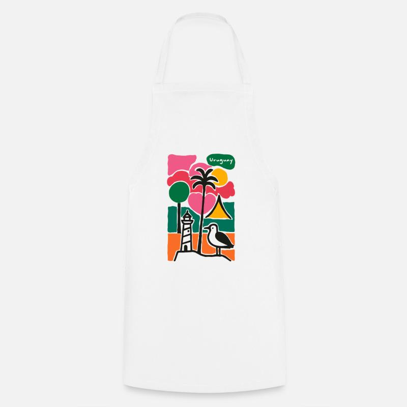 Beach Palm Trees Lighthouse Sunset - Cooking Apron - white