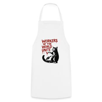 Cat and red typography - Cooking Apron - white - Front - AI Model Male 185 dark (185cm)