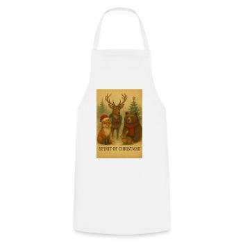 Amis de Noël : Cerf, Renard et Ours - Tablier de cuisine - blanc - Devant - AI Model Male 185 dark (185cm)