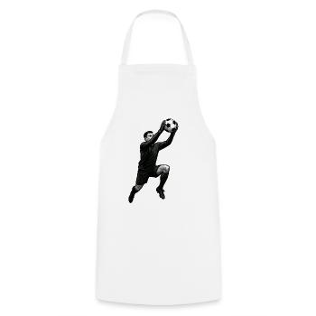 Illustration d’attaque de beach-volley, monochrome - Tablier de cuisine - blanc - Devant - AI Model Male 185 dark (185cm)