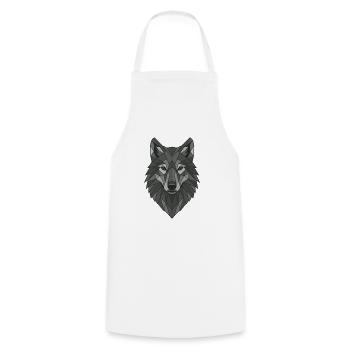 Geometrischer Grau-Wolfskopf - Kochschürze - Weiß - Vorne - AI Model Male 185 dark (185cm)