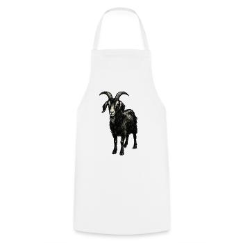 Chèvre sombre – motif animalier mystique - Tablier de cuisine - blanc - Devant - AI Model Male 185 dark (185cm)