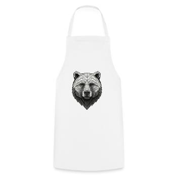 Ornement géométrique de tête d’ours - Tablier de cuisine - blanc - Devant - AI Model Male 185 dark (185cm)