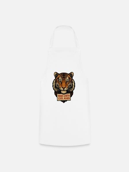 Tigerkopf Make Earth Cool Again - Kochschürze - Weiß