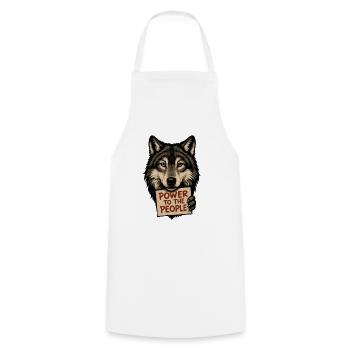 Wolf symbol: Power to the people - Cooking Apron - white - Front - AI Model Male 185 dark (185cm)