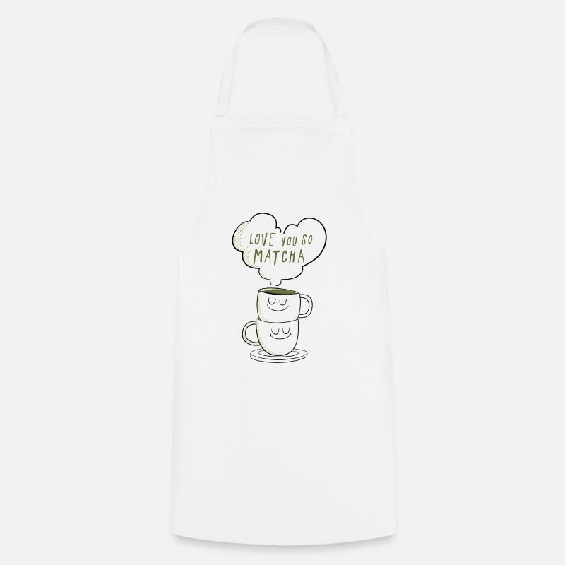 Ti amo così tanto matcha gioco di parole con il tè - Grembiule da cucina - bianco