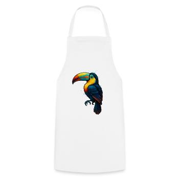 Tropical Toucan Color Explosion - Cooking Apron - white - Front - AI Model Male 185 dark (185cm)