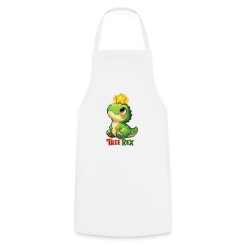 Arbre Rex avec guirlandes lumineuses et cadeau de Noël - Tablier de cuisine - blanc - Devant - AI Model Male 185 dark (185cm)