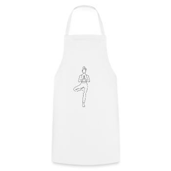 Yoga Silhouette im Lotustritt - Kochschürze - Weiß - Vorne - AI Model Male 185 dark (185cm)