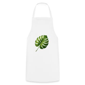 Feuille de Monstera Scintillant Vert Tropical - Tablier de cuisine - blanc - Devant - AI Model Male 185 dark (185cm)