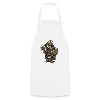 Herb Witch | Harvest witch with basket and herbs - Cooking Apron - white - Front - AI Model Male 185 dark (185cm)