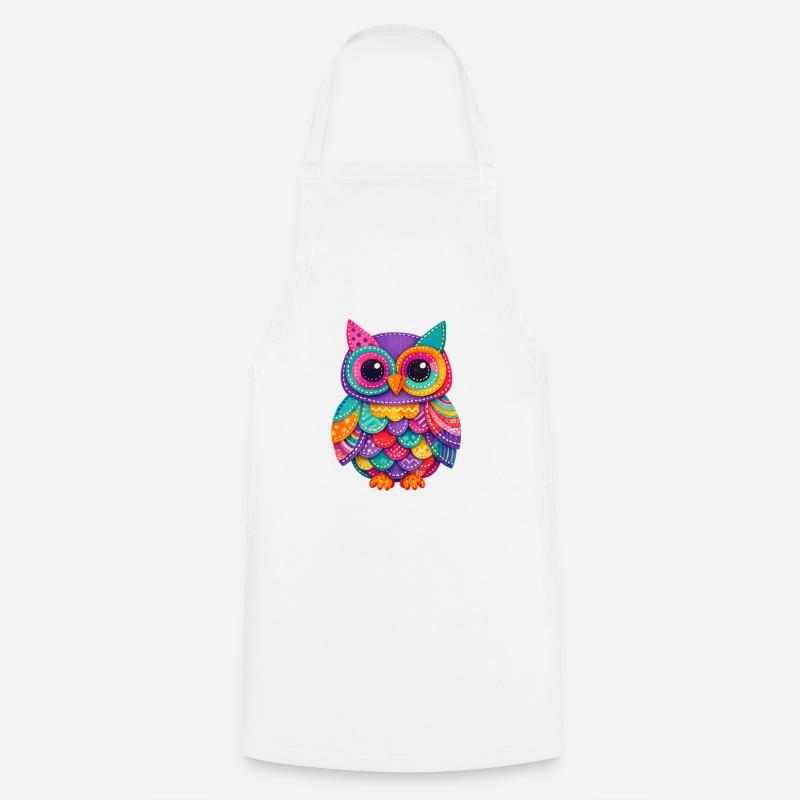 Magie du Hibou en Patchwork - Tablier de cuisine - blanc
