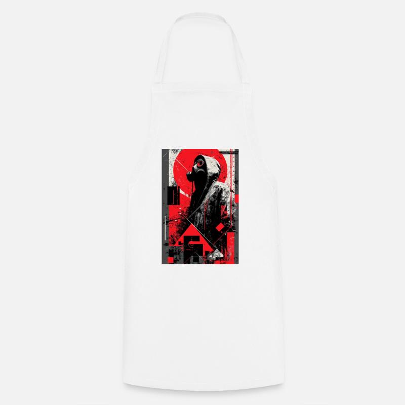 Gas Mask in Graffiti Dystopia - Cooking Apron - white