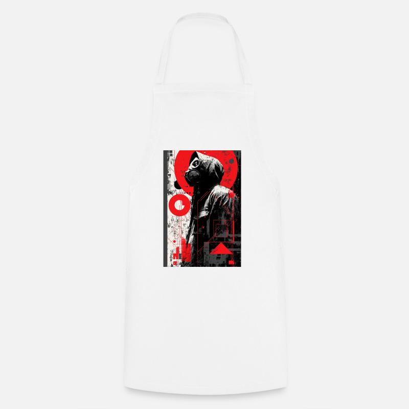 Red Graffiti Gas Mask - Cooking Apron - white