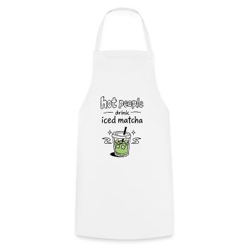 Hot People Drink Iced Matcha Statement - Kochschürze - Weiß - Vorne - AI Model Male 185 dark (185cm)
