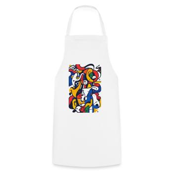 Buntes Linien-Mosaik Abstraktes Kunstwerk Motiv - Kochschürze - Weiß - Vorne - AI Model Male 185 dark (185cm)