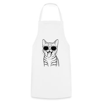 Katzen-Sonnenbrille Vibes - Kochschürze - Weiß - Vorne - AI Model Male 185 dark (185cm)