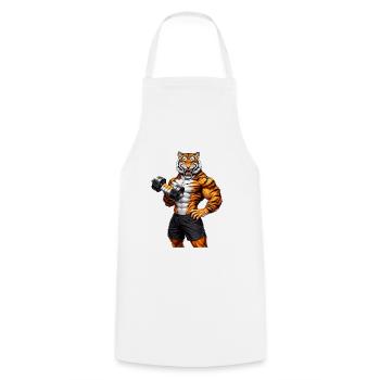 Muscle Tiger Gym Motivation Power Animal - Cooking Apron - white - Front - AI Model Male 185 dark (185cm)