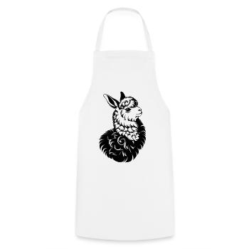 T-shirt tête de lama – Imprimé animal vintage noir - Tablier de cuisine - blanc - Devant - AI Model Male 185 dark (185cm)