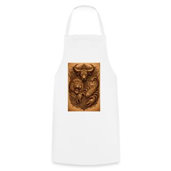 Taurus Leo Scorpio Wood Print - Cooking Apron - white - Front - AI Model Male 185 dark (185cm)