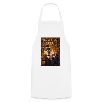 Happy New Year 2026 – Elegant Wolf and Squirrel - Cooking Apron - white - Front - AI Model Male 185 dark (185cm)