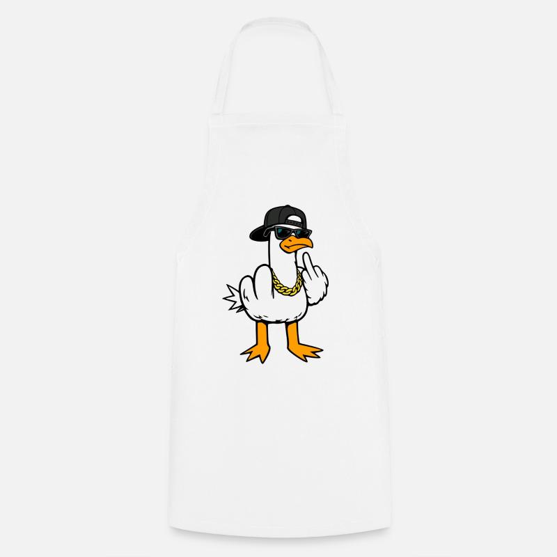 Mouette cool Drôle coquin avec un doigt d’honneur - Tablier de cuisine - blanc