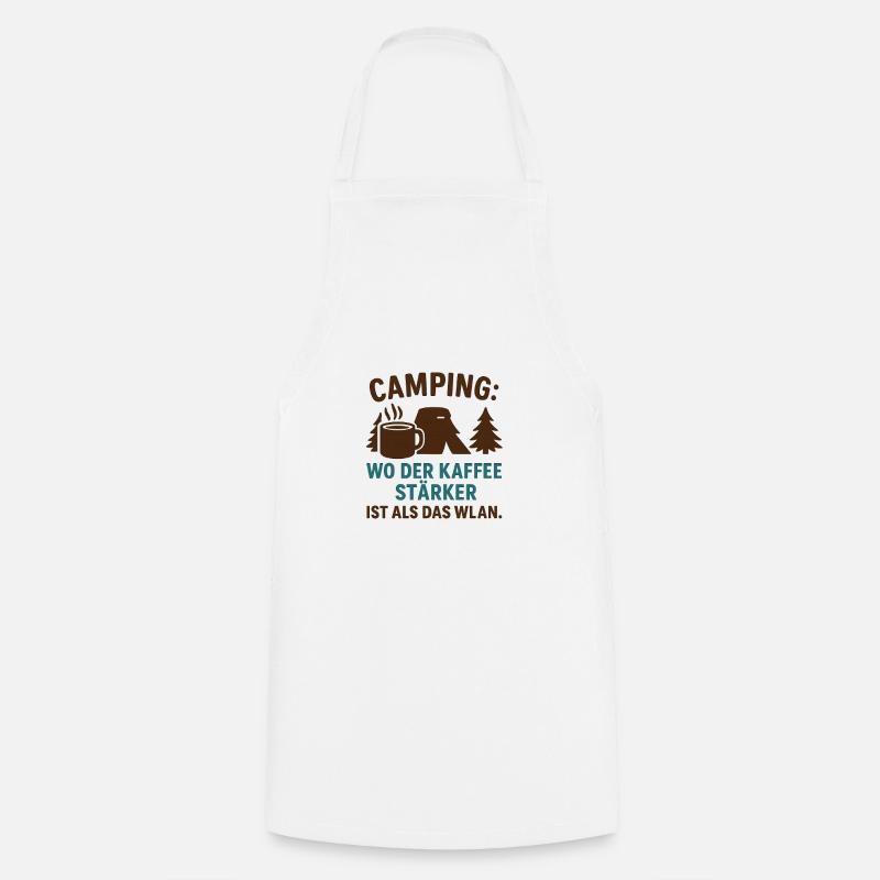 Coffee stronger than Wi-Fi Camping - Cooking Apron - white